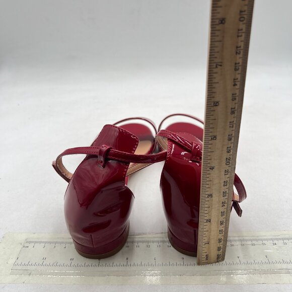 YDN Dark Red Block Low Heel Sandals Open Toe Ankle Strap Patent Comfortable Shoe - Picture 5 of 8